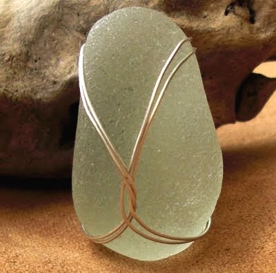 Wire wrapped sea glass deals jewelry